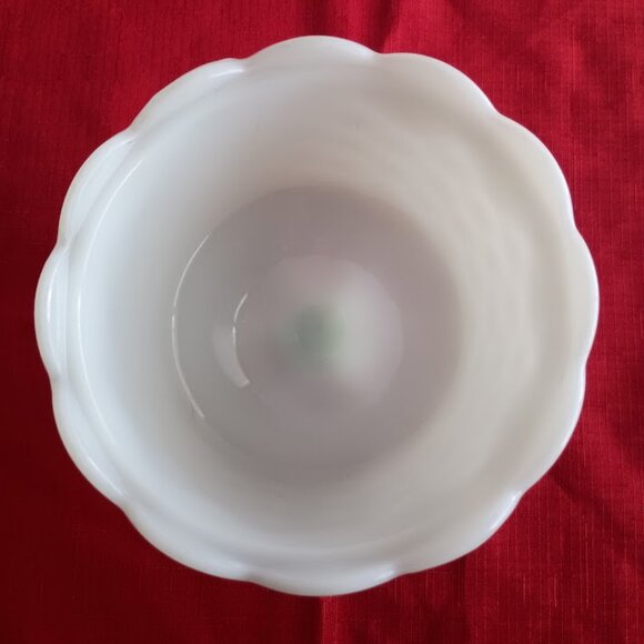 Vintage Milk Glass Diamond Weave Pattern Pedestal Bowl - Picture 2 of 8